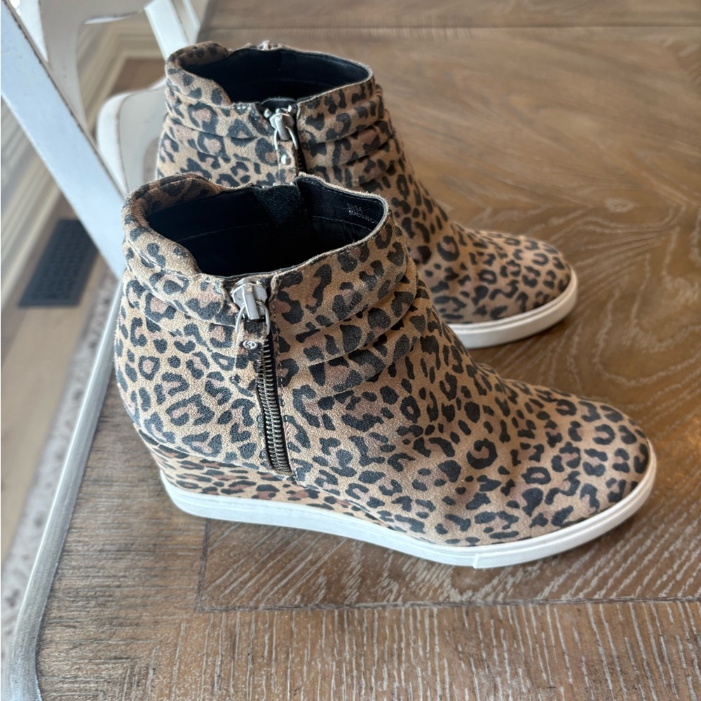 Linea Paolo Freida Platform Wedge Animal Print Suede Bootie